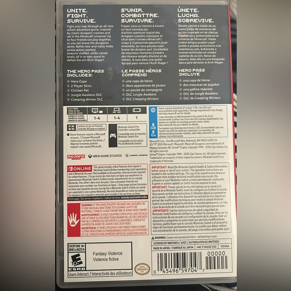 Nintendo Switch Minecraft Dungeons Hero Edition Like New - Picture 8 of 9